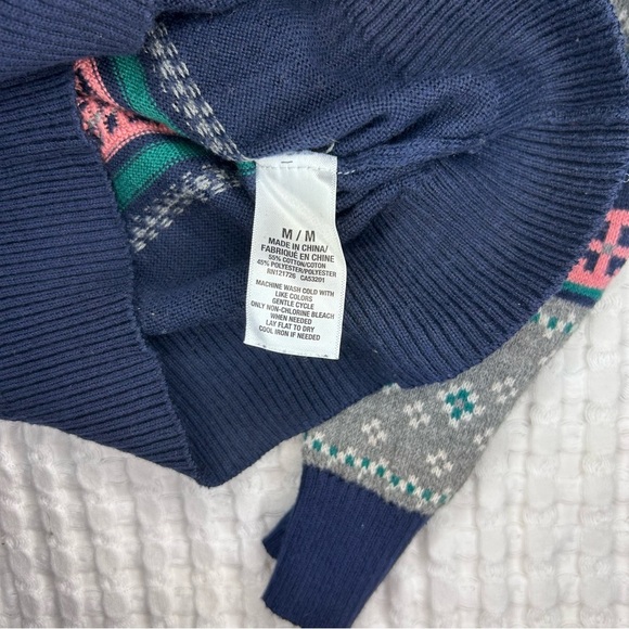 Prince & Fox Fair Isle Sweater | Navy Pink Gray | Size M - Picture 7 of 8